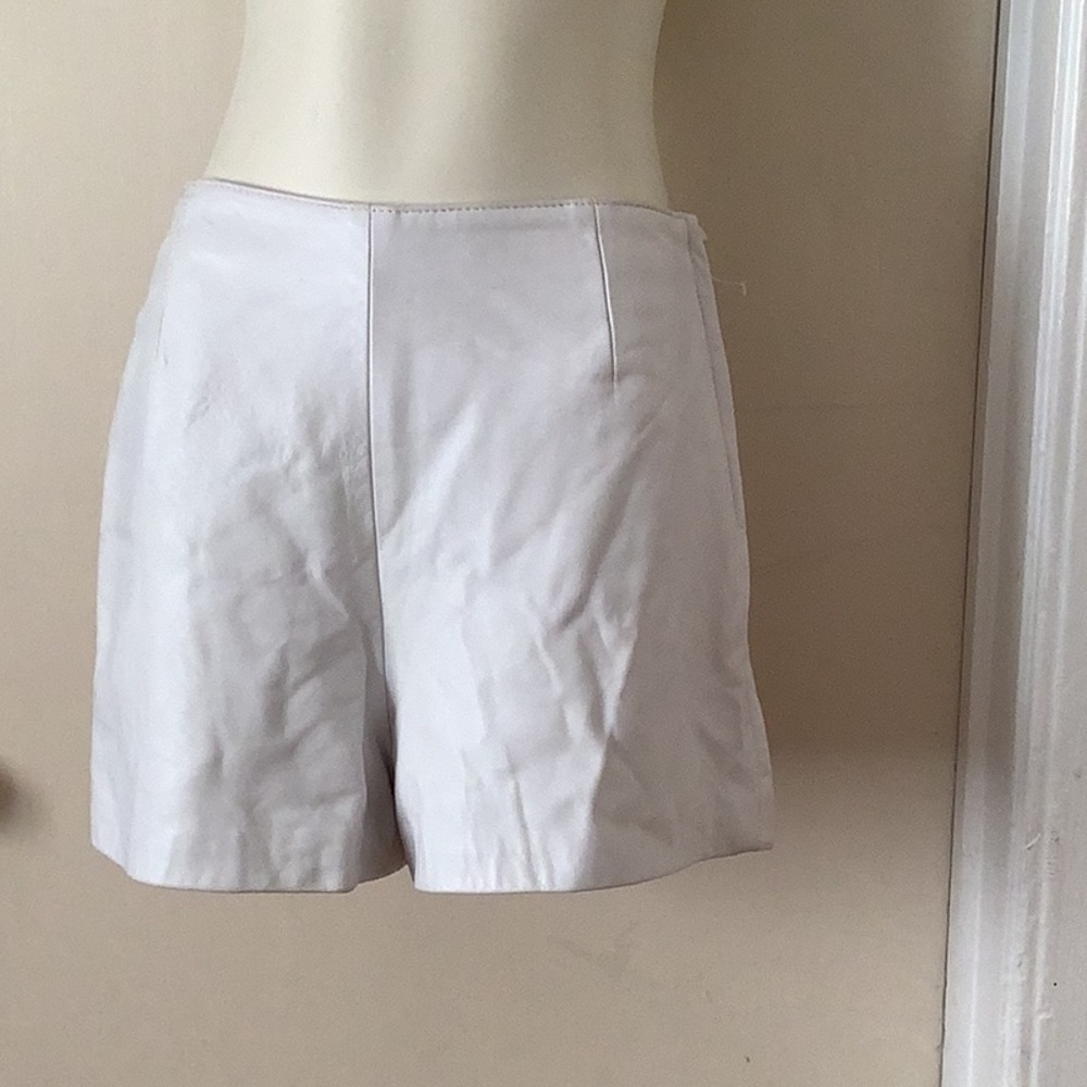 Women’s White Leather Shorts